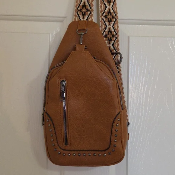 Sam and Hadley Crossbody Sling Bag with Patterned Strap - Picture 2 of 10